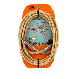 Heller Electric Braid-Matrix Guitar Cable, 10ft, Gold/Tangerine, Straight-to-Straight 1/4" Plugs, 20AWG OFC, 99% Shielded, Professional