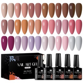 MSRUIOO 20Pcs Gel Polish Set 18 Colors Pink Brown Gel Nail Polish Nail Polish for DIY Manicure Women Gifts