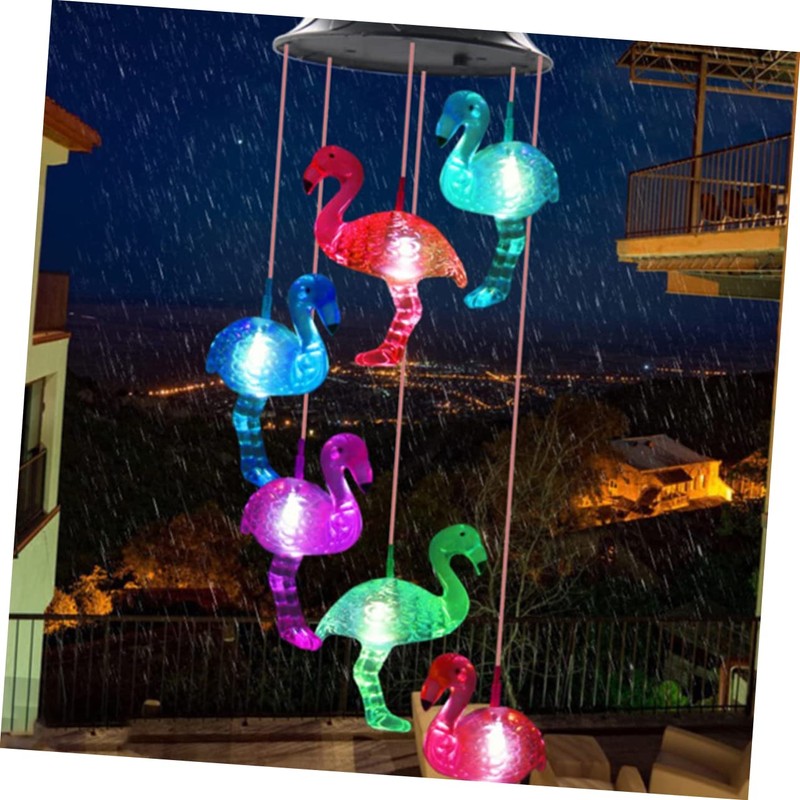 Happyyami Solar-Flamingo Solar Light for the Garden, Solar Wind Bell