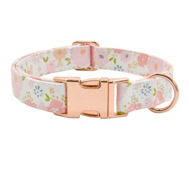 Metal Buckle Dog Collar, Durable Adjustable Dog Collar Soft for Small Medium Large Dogs（Pink Flowers, S(10-14in)