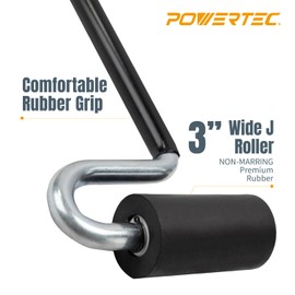 POWERTEC 12" Long Handle J Roller, 2PK, 1-1/2 Inch Diameter, 3 Inch Wide, Laminate/Veneer Roller Tool with Rubber Roller for Edge Banding, Wall Coverings (71010-P2)