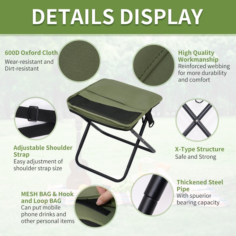 FAMJOALE Foldable Camping Stool, Portable Collapsible Chair with Carry Bag,
