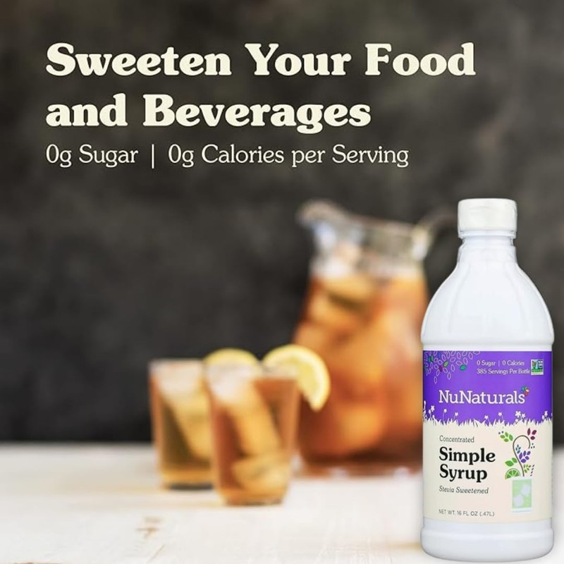 NuNaturals Stevia Simple Syrup, Sugar-Free Sweetener, Plant-Based Sugar Substitute, Zero