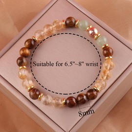 KSQS Healing Stone Bead Bracelet for Women, Natural Gemstones Balance Protection Bracelet, Spiritual Crystal Beads Bracelet Anxiety Relief with Meaning Card(#2)