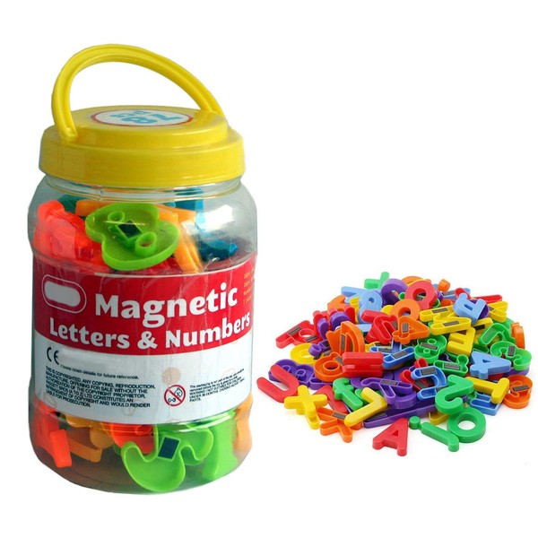 78 Magnetic Fridge Letters, Numbers & Symbols in a Tub, Great Way for Children to Learn ABC Alphabet and to Count, Educational Learning Toy, Ideal for Preschool Spelling & Counting, Home School Games
