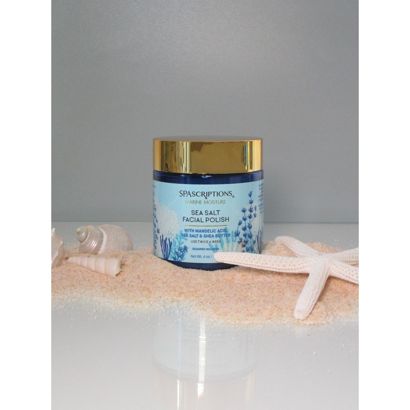 Spascriptions Marine Moisture Sea Salt Facial Polish, Exfoliating Facial Scrub,
