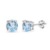 Sterling Silver Round-Cut Solitaire Blue Topaz Stud Earrings for Women,