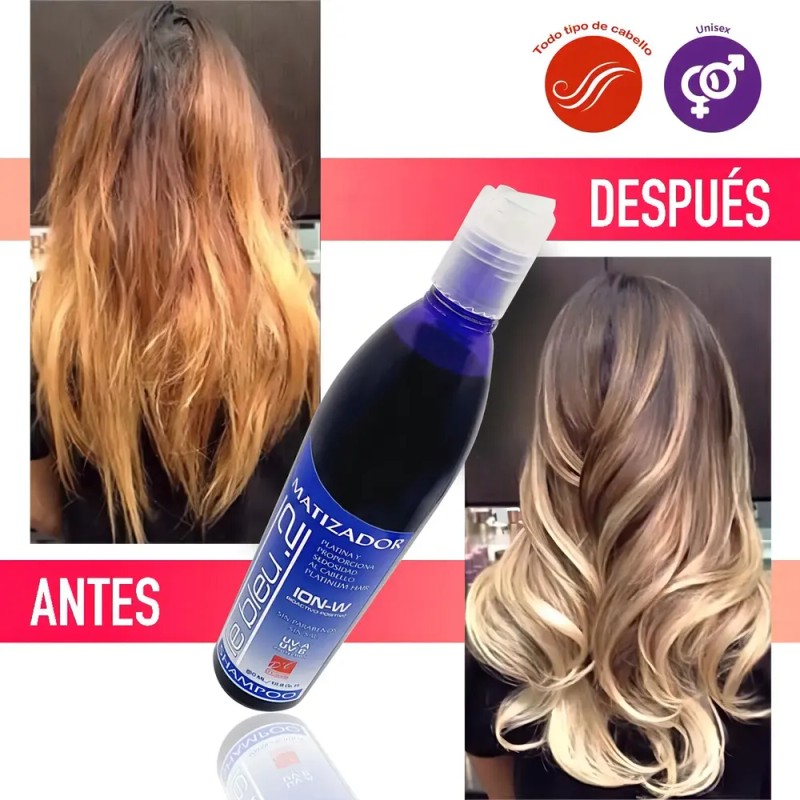 Shampoo Matizador Morado Para Canas Rubios Y Beige Sin Sal
