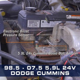 GlowShift Turbo Boost Bolt Adapter Compatible with 24-Valve 5.9L Dodge Ram 2500 3500 Cummins Diesel 1998.5-2007.5 - Installs to Intake Manifold Horn
