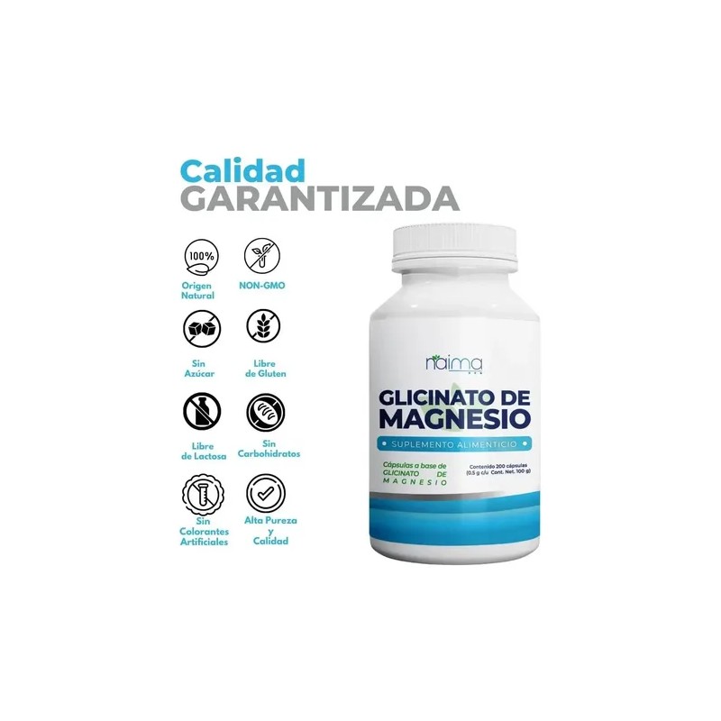 Glicinato Magnesio 500mg 200 Cápsulas Por Frasco Sabor