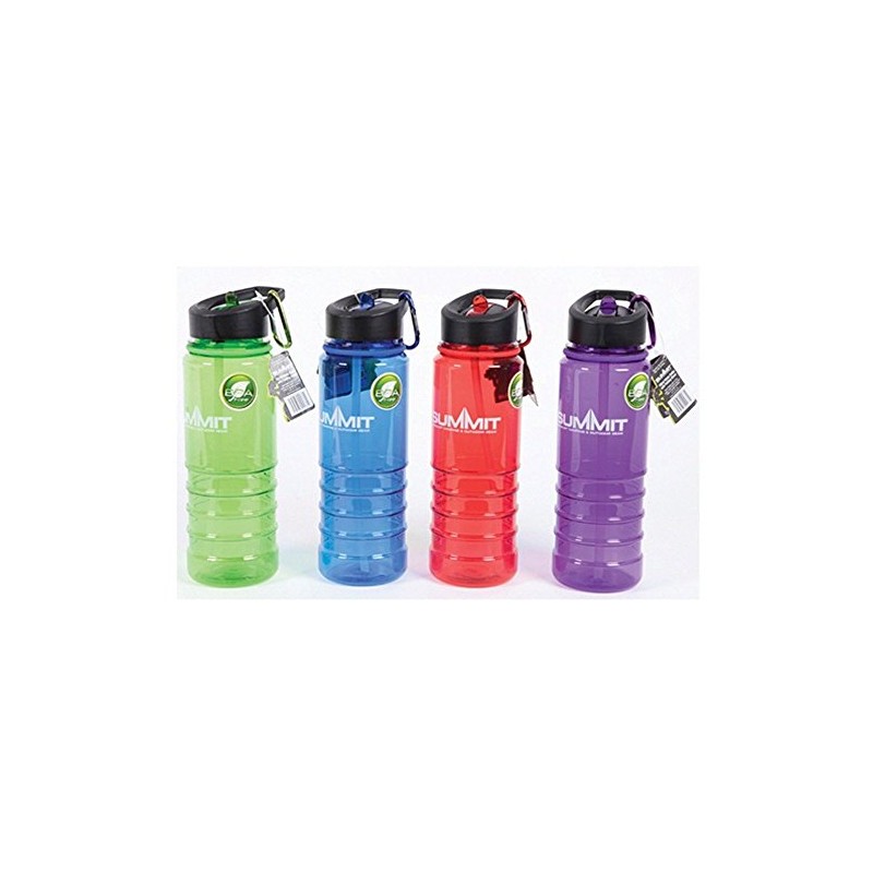 PMS 700ML WATER BOTTLE W/FOLDING STRAW 4ASST CLRS W/CARABI