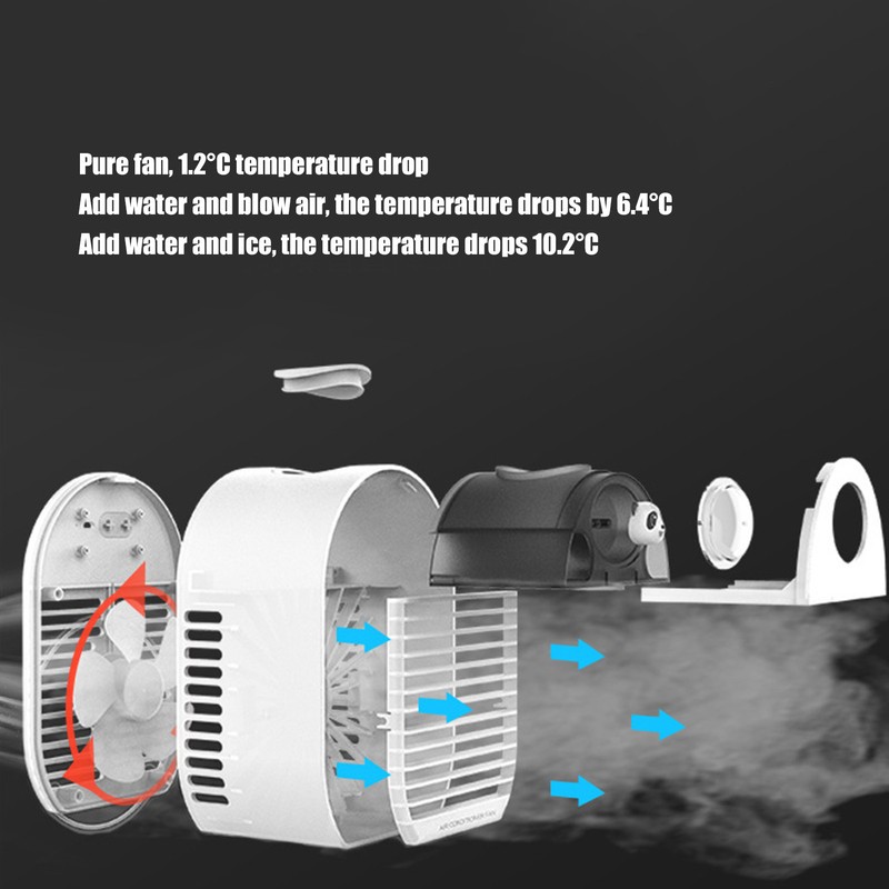 100mL LED Air Cooler Portable Desktop Cooling Fan USB Powered