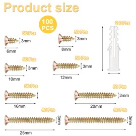420 Piece Screw Set, M3, 6-30 mm, Wood Screws, Partial Thread, Self-Tapping M3 Flat Head Screws, Cross Countersunk Head Tapping Screws for DIY Project, Repair