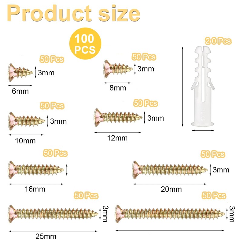 420 Piece Screw Set, M3, 6-30 mm, Wood Screws, Partial
