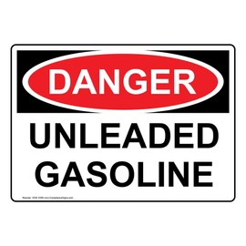 ComplianceSigns.com Danger Unleaded Gasoline OSHA Label Decal, 10x7 in. Vinyl for Fuel, Made in USA