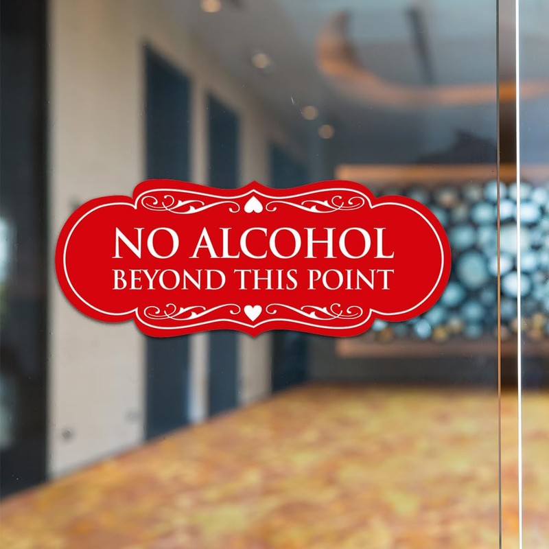 Signs ByLITA Designer No Alcohol Beyond This Point Sign(Brushed Gold)