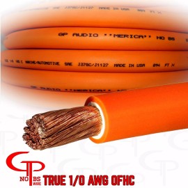 GP Car Audio 10 ft TRUE AWG 1/0 Gauge OFC COPPER Power Wire ORANGE Ground Cable GP Car Audio
