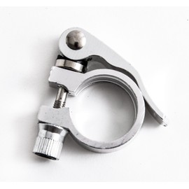 SCGEHA Aluminum Seat Clamp, 1.2 inches (31.8 mm), Easy Adjustment, Quick Release Type, Road Bike, MTB (Silver)