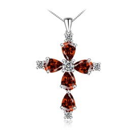 FULULAY Cross Necklace For Women,Sterling Silver Jesus Christian Religious January Birthstone Jewelry