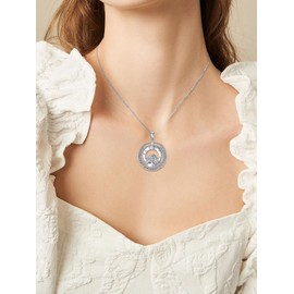 WINNICACA Sterling Silver Triple Moon Goddess Necklace for Women Girls Celtic Pagan Wiccan Amulet Jewellery