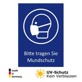 5 Aufkleber Bitte Mundschutz tragen Gesichtsmaske Hinweis Schild zur Maskenpflicht DIN A6 FFP2-Maske (10,5 x 14,8 cm) (Schutzmaske)