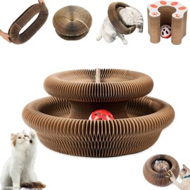 Magic Organ Cat Toy,Cat Scratcher for Grinding ClawCardboard Cat Toys,Interactive Scratch Pad Cat Toy with Toy Ball