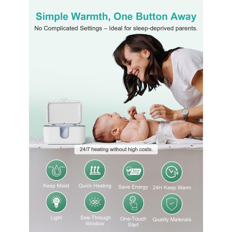 KOSTTE Baby Wipes Warmer, Larger Capacity Wipe Dispenser, Even Heating