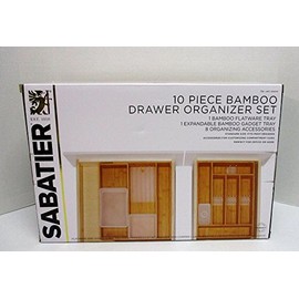 Sabatier 10 pc Bamboo Drawer Organizer Set with 8 Plastic Accessories