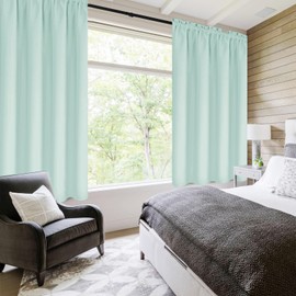 DWCN Blackout Curtains for Living Room Thermal Insulated, Energy Saving & Noise Reducing Bedroom Curtains, Mint Green, W 38x L 72 Inch, Set of 2 Rod Pocket Curtain Panels