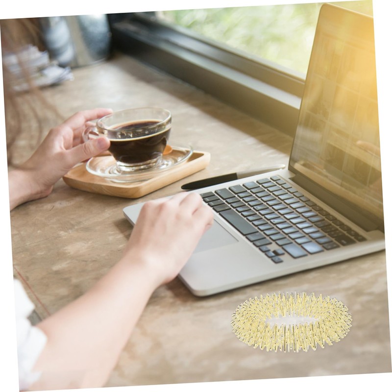 Minkissy 2pcs Chinese Massage Ring Metal Wristband Acupressure Gold Bracelet