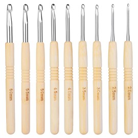 Crochet Hook Set, 9 Pcs Ergonomic Handle for Arthritic Hands,  Knitting Needles for Beginners and Crocheting Yarn (2mm-6mm)