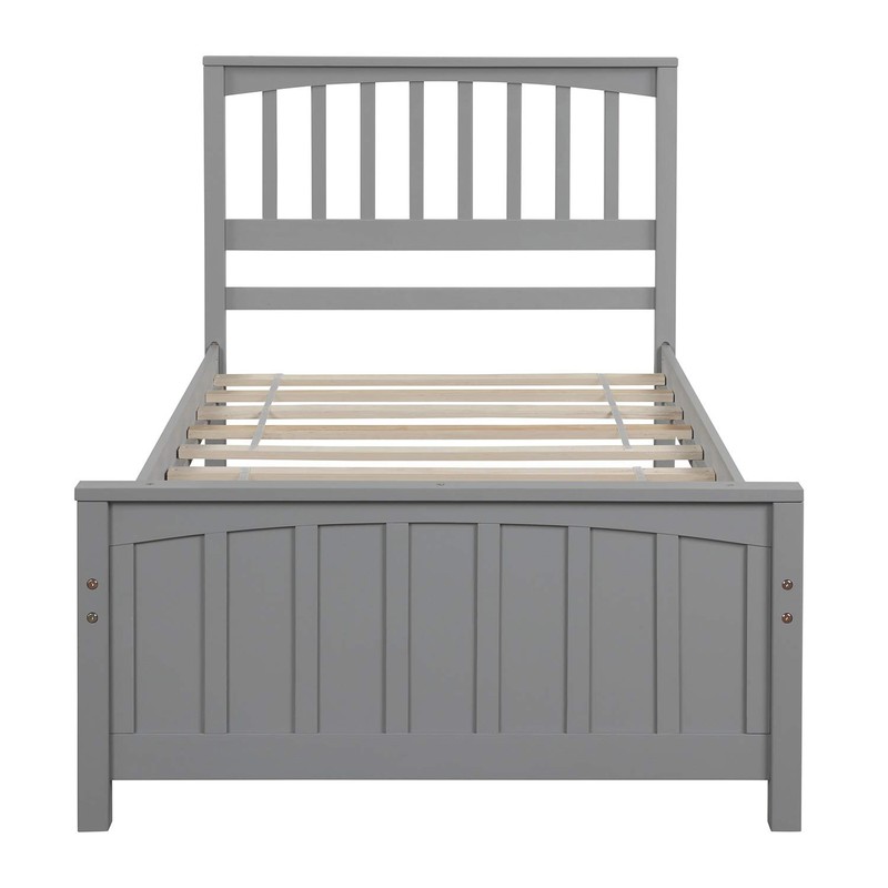 P PURLOVE Twin Size Bed Frame,Solid Wood Platform Bed with