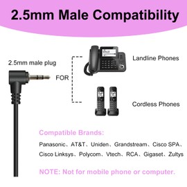 Weatwo 2.5mm Male to 3.5mm Female Adapter, 3.9inch Headphone Audio Cable 90 Degree Right Angle Connector Cord for Headset Earphone to Telephone and Cordless Phones with 2.5mm Headset Jack