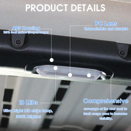 sukemichi - Juego de luz de techo trasera para Jeep JL - Kit de luz de repuesto para Jeep Wrangler JL 2018-2024, interruptor de sensor LED para techo del asiento trasero del maletero área de carga