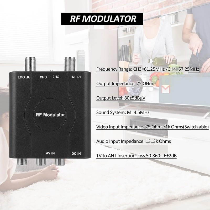 Fahgaer RF Modulator AV to RF Converter M61A AV TO