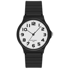 Simple Watch for Exams and Exams: For Exams, Waterproof, Middle School Examination, Students, Wristwatch, Analog, Electronic Noise, Boys, Women, Boys, Girls, Flexible, multicolor (black / white),