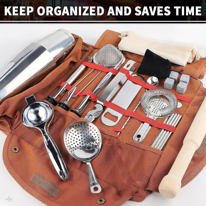 Bartending Tool Bag Portable Large Capacity Stylish Adjustable Shoulder Strap