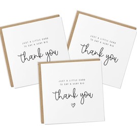 Pack Thank You Cards, Just little card to say a big thank you, (3 Cards with envelopes)