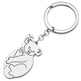 WEVENI Enamel Alloy Australia Koala Bear Keyring Charms Jewellery for Women Girls Bag Car Wallet, Silver Plated Stainless Steel B