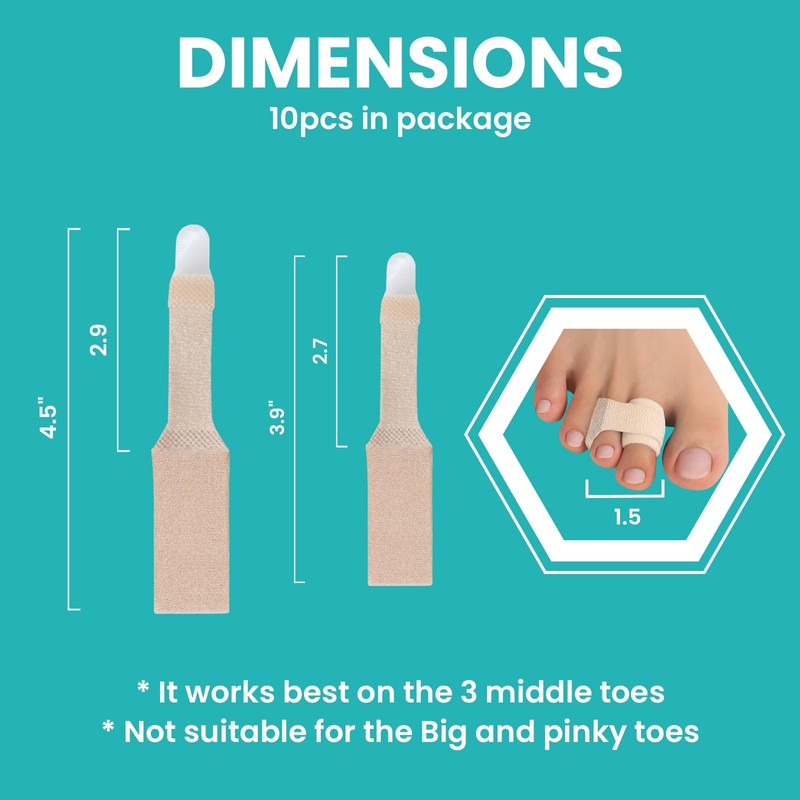 10 Pack Fabric Hammer Toe Corrector, Reusable Broken Toe Protectors
