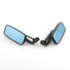 Motorcycle Black Rectangle Bobber Mirrors Blue Glass Rear View Mirrors