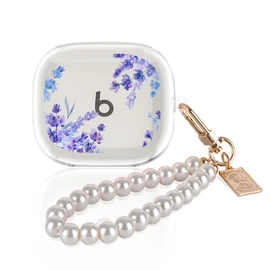 CameCosy Transparent Case Compatible for Beats Powerbeats Pro 2 2025 with Pearl Bracelet Keyring, Silicone Cover with Lavender Flower Pattern for Girls, Shockproof Waterproof Anti-Scratches Anti-dust