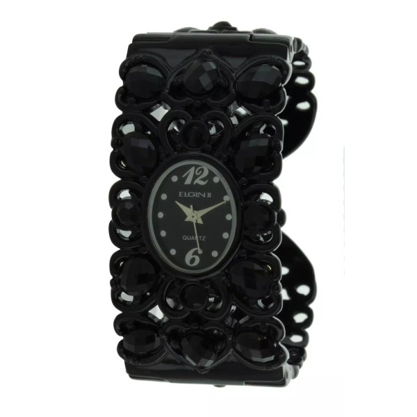 Elgin Ladies ELGIN bracelet watch black tone case and band