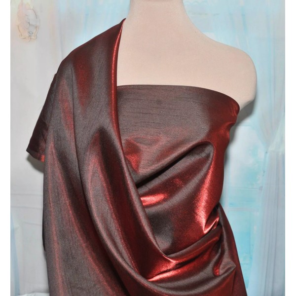REVERSIBLE SHIMMER SHANTUNG FABRIC RED/BLACK BTY FORMAL WEAR, CRAFTS