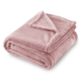 SOCHOW Flannel Fleece Blanket Twin Size, All Season Super Soft Cozy Blanket for Bed or Couch, Dusty Pink 60inch X80''