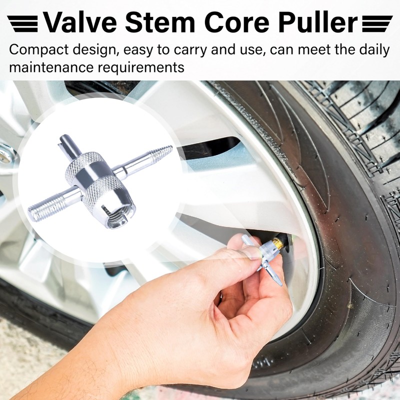 ecocstm 2 PCS 4-Way Tire Valve Stem Removal Tool, 4-in-1