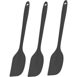 Juego de 3 Espátulas de Silicona, Juego de Espátulas de Silicona Resistente al Calor, Para Mezclar, Raspar y Doblar Ingredientes, no tóxica, Ideal para Cocinar, Hornear (Negro)