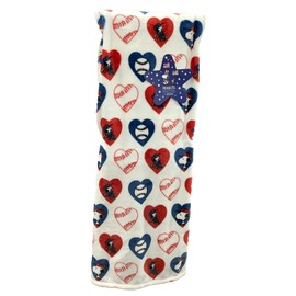 Peanuts VelvetLoft Baseball Hearts Throw Blanket, 60 x 70 inches, Red White Blue