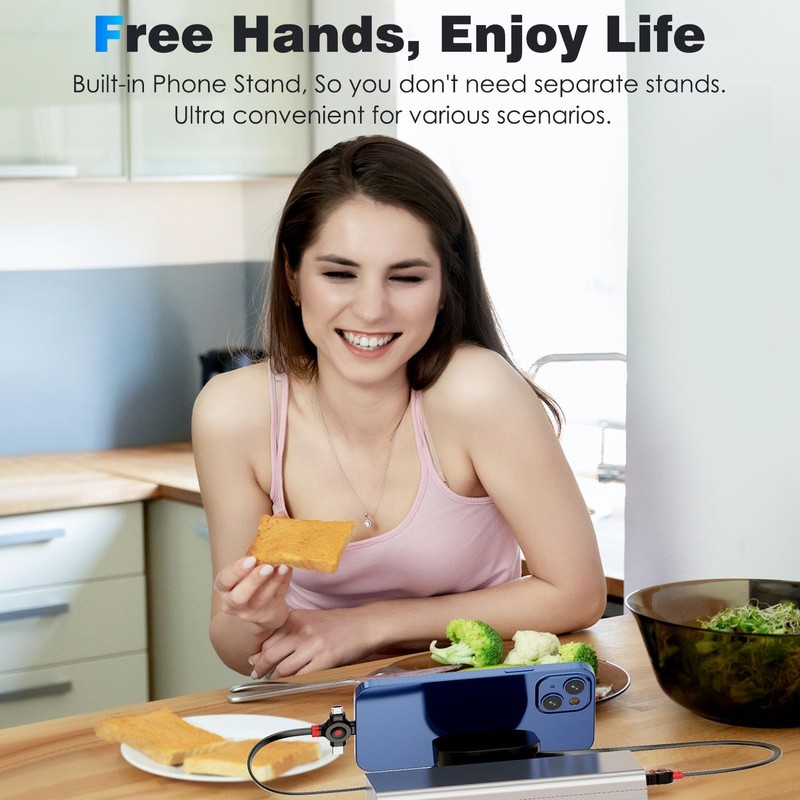 ASICEN Charging Cable Winding Multi Charging Cable, MFi Certified, Retractable