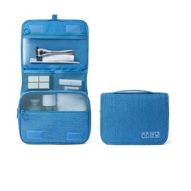 BSLVWG Travel Hanging Toiletry Wash Bag,Water-Resistant Toiletry Bag for Men,Women Large Foldable Travel Wash Bag for Business Trip Shaving Bathroom Gym Toiletries Makeup Organizer (Blue)